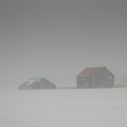 Barn in Winter Storm