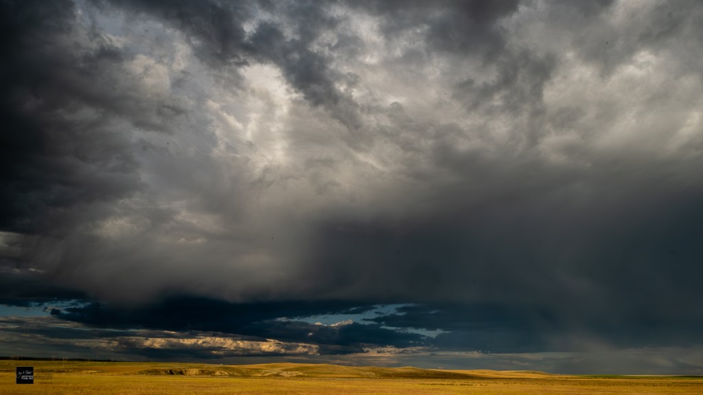 Dark clouds gather over the high plains of Montana.